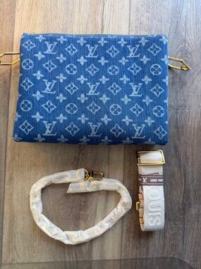 NEW Blue Fabric Purse with 2 Straps